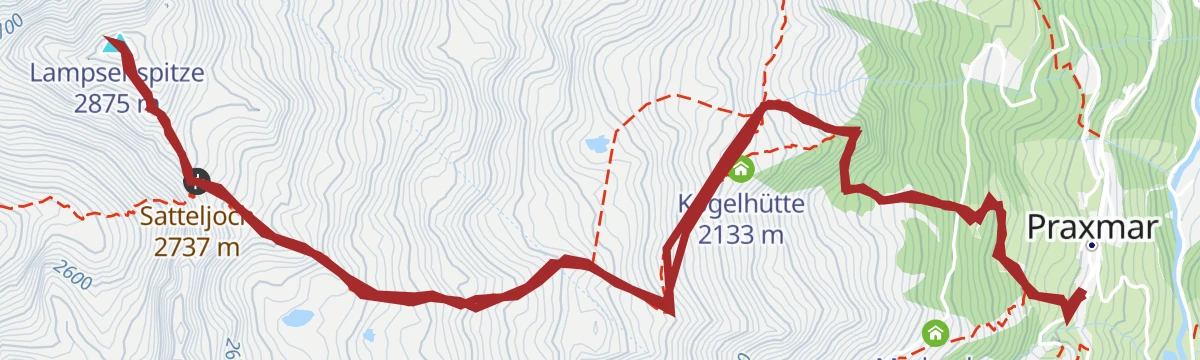 Route map: Praxmar - Lampsenspitze (144/144a)
